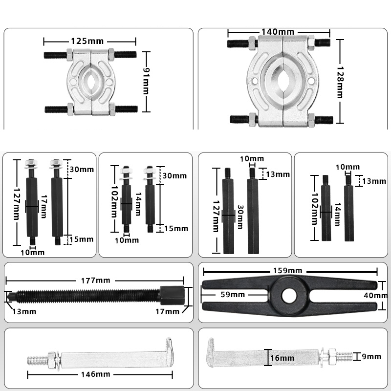 Industrial-Grade Bearing Puller Set 14-Piece | CR-V Chrome Vanadium Steel | Heavy-Duty Dual-Arm Puller | Automotive Transmission Axle Bearing Removal Tool Kit