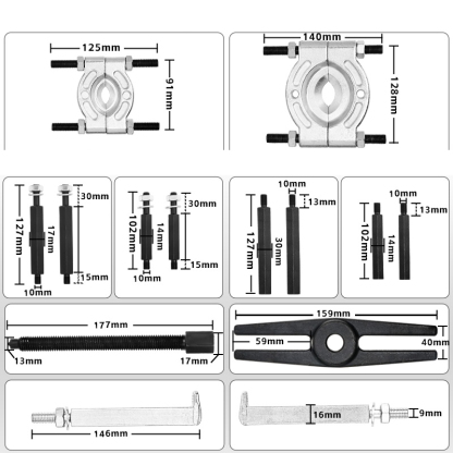Industrial-Grade Bearing Puller Set 14-Piece | CR-V Chrome Vanadium Steel | Heavy-Duty Dual-Arm Puller | Automotive Transmission Axle Bearing Removal Tool Kit