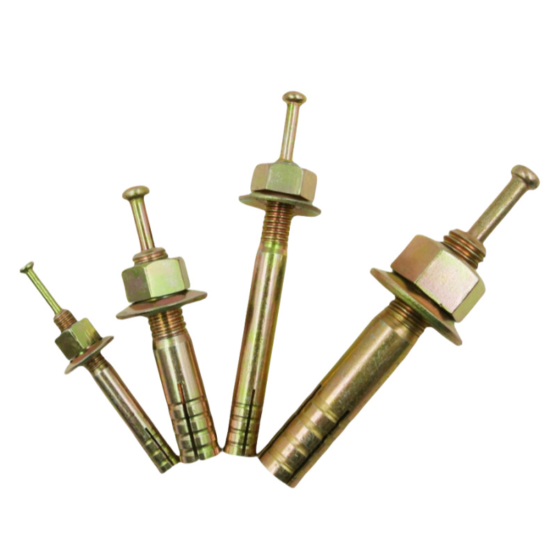 Complete Set: Hammer-Driven Expansion Anchor (One-Strike Expansion Bolt) - Carbon Steel with Colored Zinc Plating, Anti-Loosening Design, Full Size Range M8/M10/M12/M16/M20 for Construction Installation Fasteners
