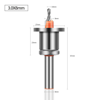 Handewei Upgraded Limited Depth Countersink Drill Bit - Adjustable Depth Woodworking Countersink Cutter with Carbide Tip, 8mm Round Shank for Bench Drill/Hand Drill/Cordless Drill
