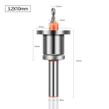 Handewei Upgraded Limited Depth Countersink Drill Bit - Adjustable Depth Woodworking Countersink Cutter with Carbide Tip, 8mm Round Shank for Bench Drill/Hand Drill/Cordless Drill