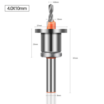 Handewei Upgraded Limited Depth Countersink Drill Bit - Adjustable Depth Woodworking Countersink Cutter with Carbide Tip, 8mm Round Shank for Bench Drill/Hand Drill/Cordless Drill
