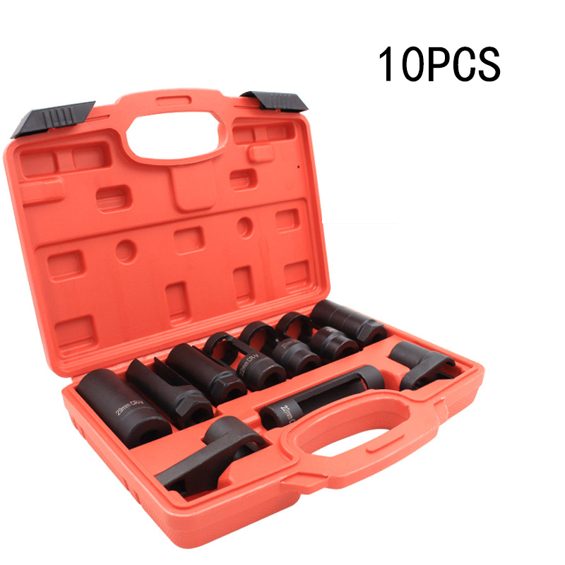 Primary Title: Professional Grade Oxygen Sensor Removal Socket Wrench Set - 22mm CR-V Chrome Vanadium Steel, Heat Treated, Anti-Slip - 7pc/10pc Automotive Tool Kit