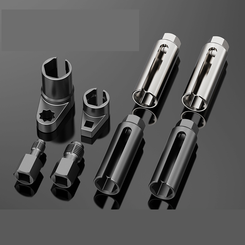 Primary Title: Professional Grade Oxygen Sensor Removal Socket Wrench Set - 22mm CR-V Chrome Vanadium Steel, Heat Treated, Anti-Slip - 7pc/10pc Automotive Tool Kit