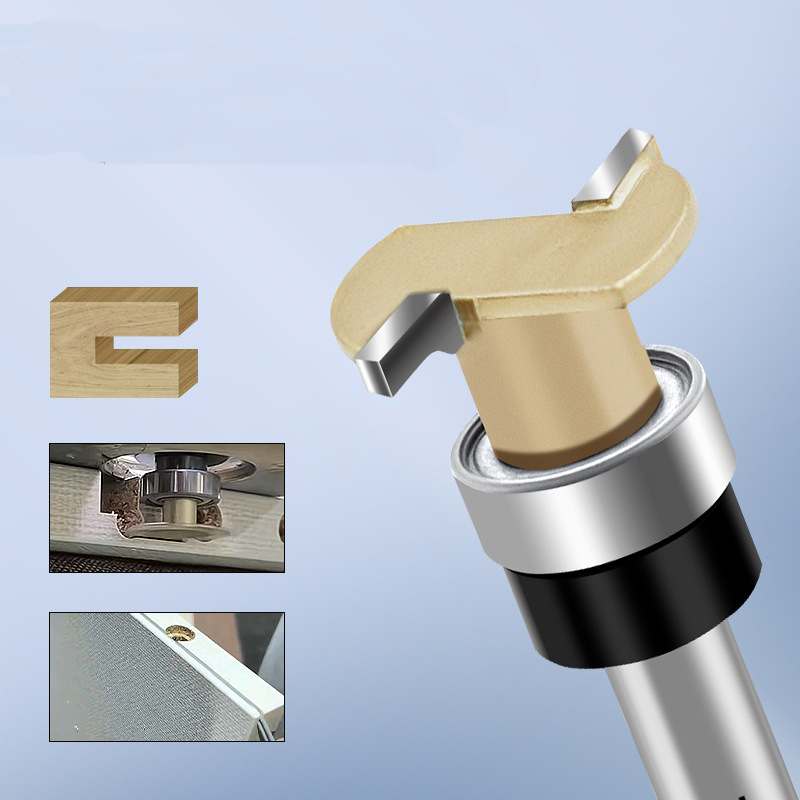 55mm T-Slot Router Bit with Ball Bearing Guide – Alloy Coated Woodworking Cutter for Hidden LED Strip Installation in Wood, Plywood, MDF & Particle Board