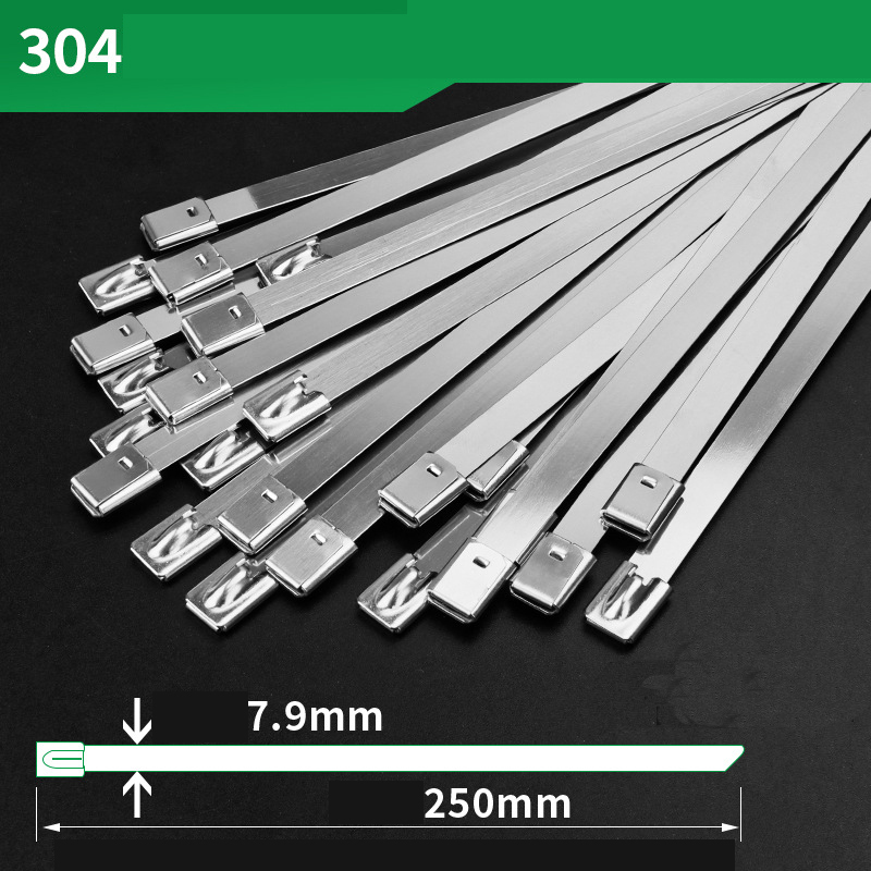Premium 304 Stainless Steel Self-Locking Cable Ties – High-Temp & Corrosion Resistant, Marine-Grade Binding Straps (4.6/7.9mm Width, Multiple Lengths)