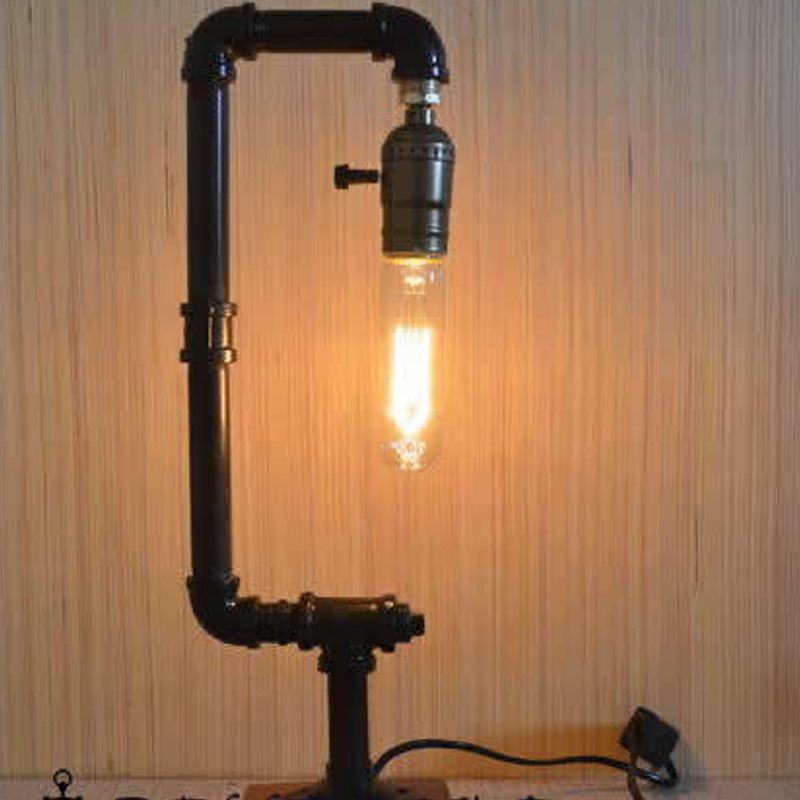 DIY Industrial Pipe Table Lamp | Retro Bronze Finish Iron Desk Light | Customizable Bedside Lamp | Minimalist Decorative Light for Bar, Café, Study & Bedroom