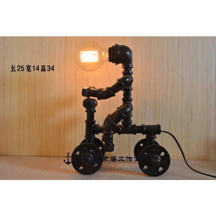 DIY Industrial Pipe Table Lamp | Retro Bronze Finish Iron Desk Light | Customizable Bedside Lamp | Minimalist Decorative Light for Bar, Café, Study & Bedroom