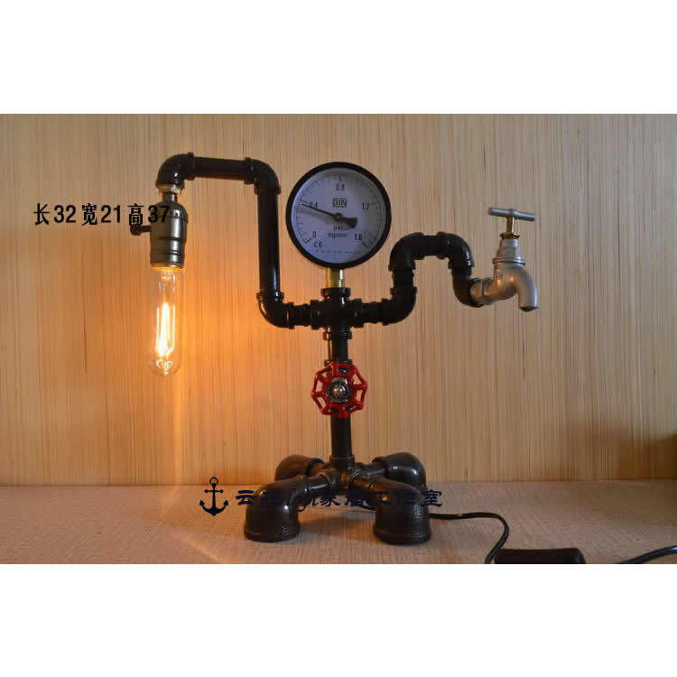 DIY Industrial Pipe Table Lamp | Retro Bronze Finish Iron Desk Light | Customizable Bedside Lamp | Minimalist Decorative Light for Bar, Café, Study & Bedroom