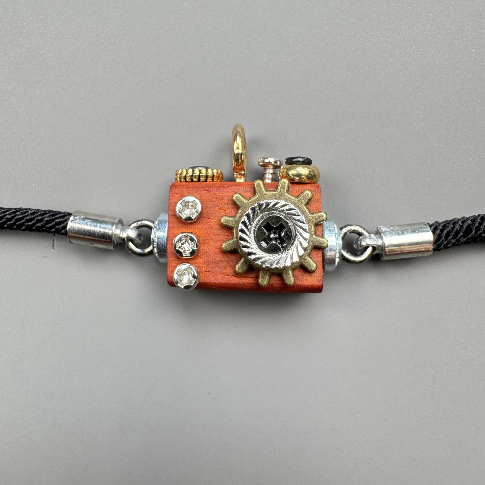 Handcrafted Punk Robot Bracelet - Macrame Woven Beaded Cord, Steampunk Unisex Cuff for Men & Women | Edgy Boho Accessory