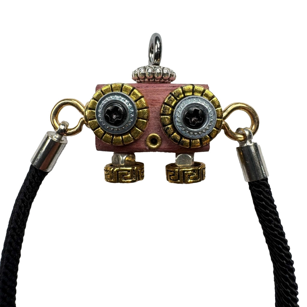 Handcrafted Punk Robot Bracelet - Macrame Woven Beaded Cord, Steampunk Unisex Cuff for Men & Women | Edgy Boho Accessory