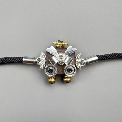 Handcrafted Punk Robot Bracelet - Macrame Woven Beaded Cord, Steampunk Unisex Cuff for Men & Women | Edgy Boho Accessory