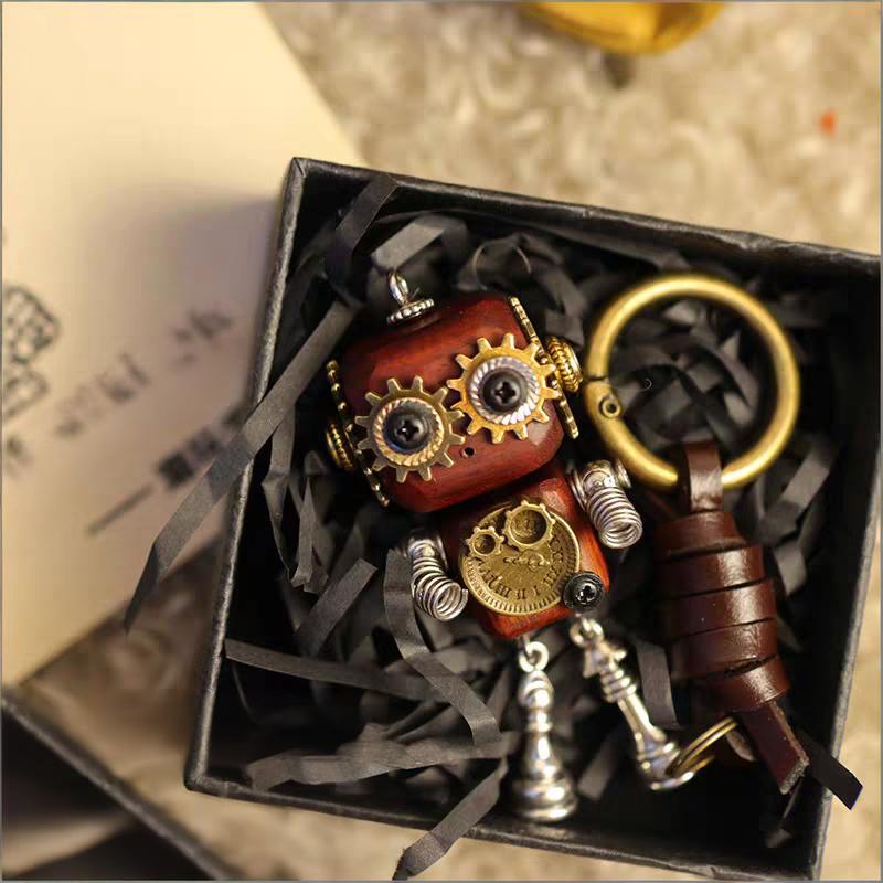 Handmade Cyberpunk Gothic Angel Keychain - Ominous Eye Steampunk Pendant for Bag, Car, Necklace