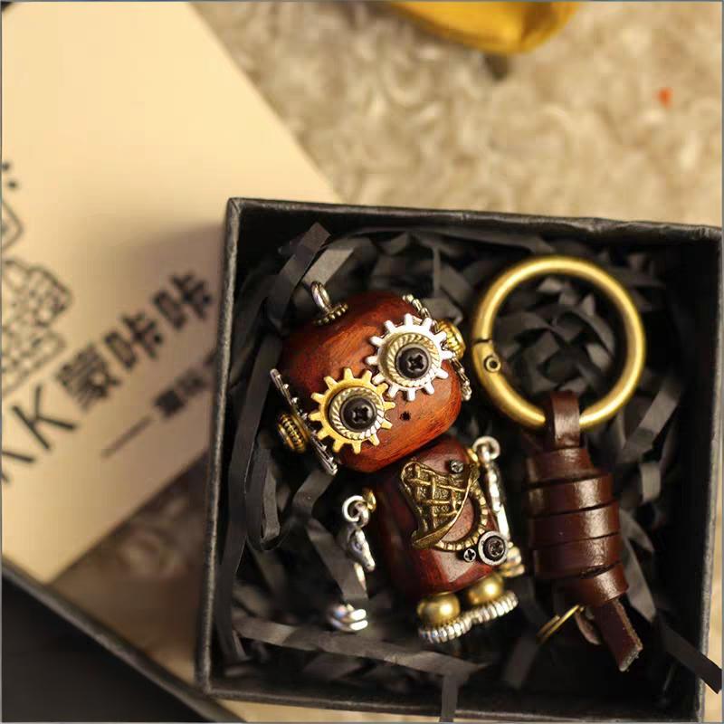 Handmade Cyberpunk Gothic Angel Keychain - Ominous Eye Steampunk Pendant for Bag, Car, Necklace