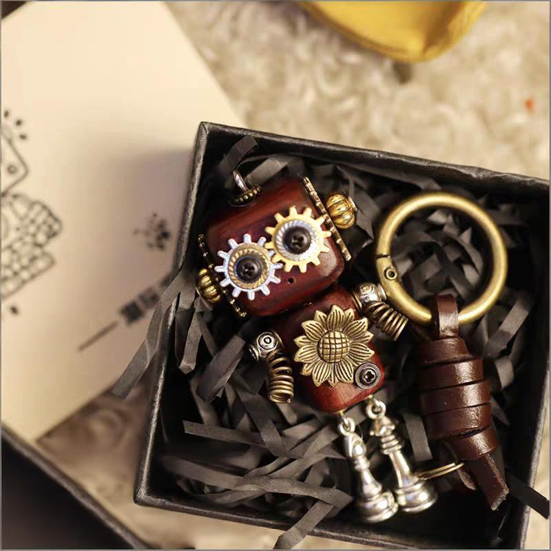 Handmade Cyberpunk Gothic Angel Keychain - Ominous Eye Steampunk Pendant for Bag, Car, Necklace