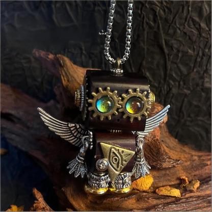 Handmade Cyberpunk Gothic Angel Keychain - Ominous Eye Steampunk Pendant for Bag, Car, Necklace