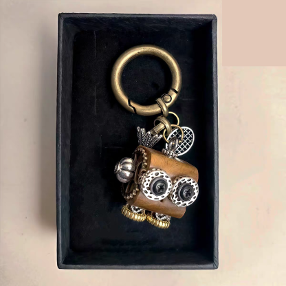 Handmade Cyberpunk Gothic Angel Keychain - Ominous Eye Steampunk Pendant for Bag, Car, Necklace