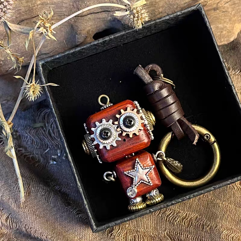 Handmade Cyberpunk Gothic Angel Keychain - Ominous Eye Steampunk Pendant for Bag, Car, Necklace