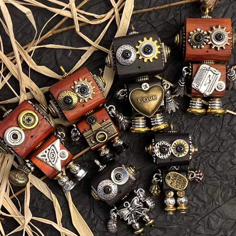 Handmade Cyberpunk Gothic Angel Keychain - Ominous Eye Steampunk Pendant for Bag, Car, Necklace