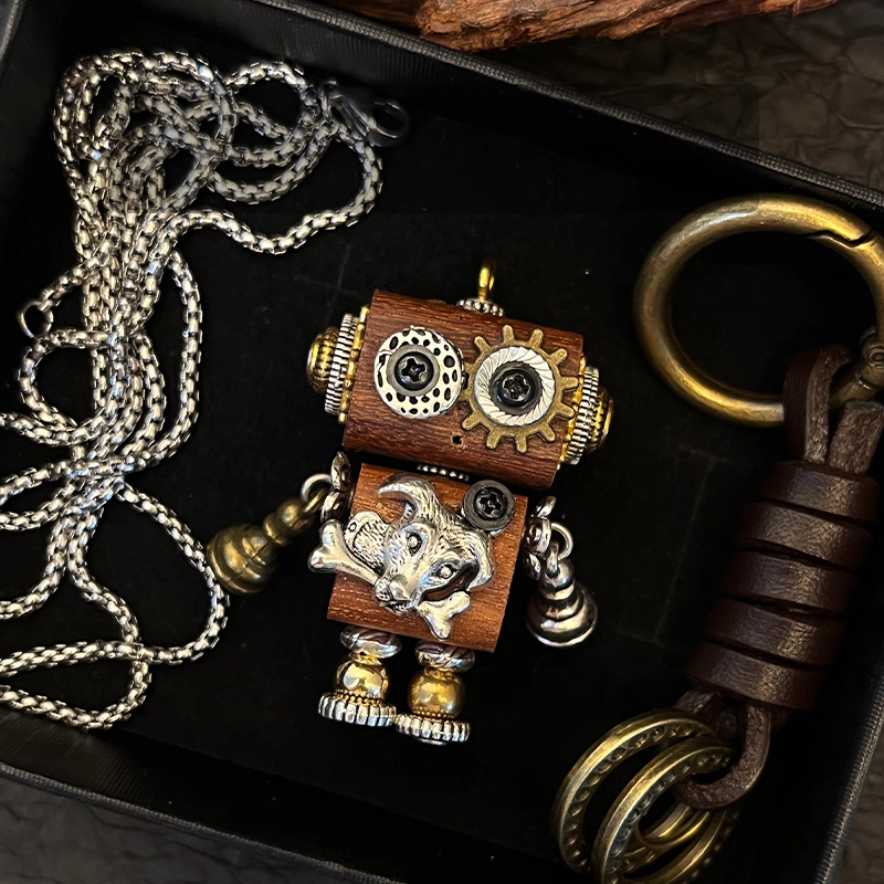 Handmade Cyberpunk Gothic Angel Keychain - Ominous Eye Steampunk Pendant for Bag, Car, Necklace