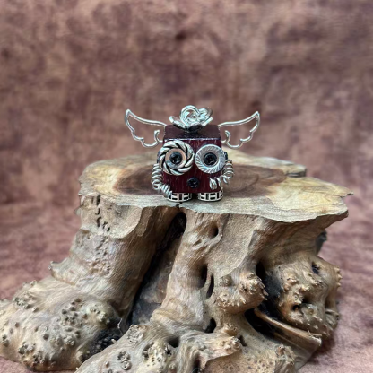 Handmade Steampunk Robot Wood Keychain - Punk Style Mini Robot Pendant, DIY Wooden Necklace & Creative Gift for Men