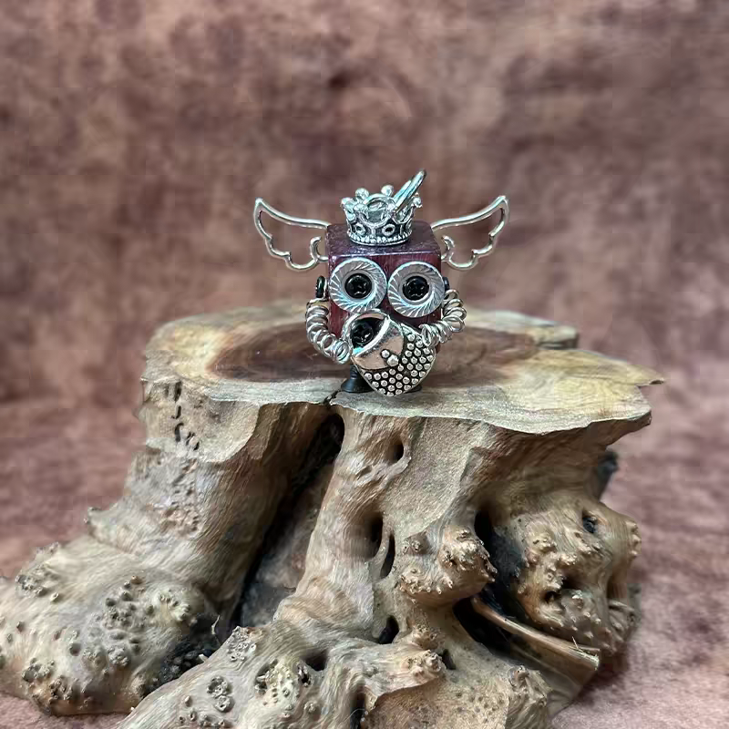 Handmade Steampunk Robot Wood Keychain - Punk Style Mini Robot Pendant, DIY Wooden Necklace & Creative Gift for Men