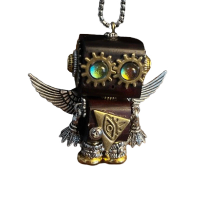 Handmade Cyberpunk Gothic Angel Keychain - Ominous Eye Steampunk Pendant for Bag, Car, Necklace