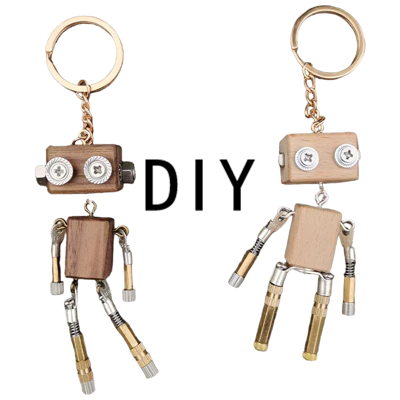 DIY Wooden Robot Keychain Kit - Build Your Own Mini Robot