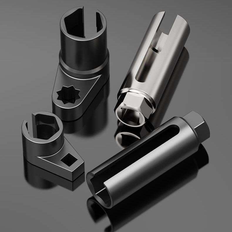 Primary Title: Professional Grade Oxygen Sensor Removal Socket Wrench Set - 22mm CR-V Chrome Vanadium Steel, Heat Treated, Anti-Slip - 7pc/10pc Automotive Tool Kit