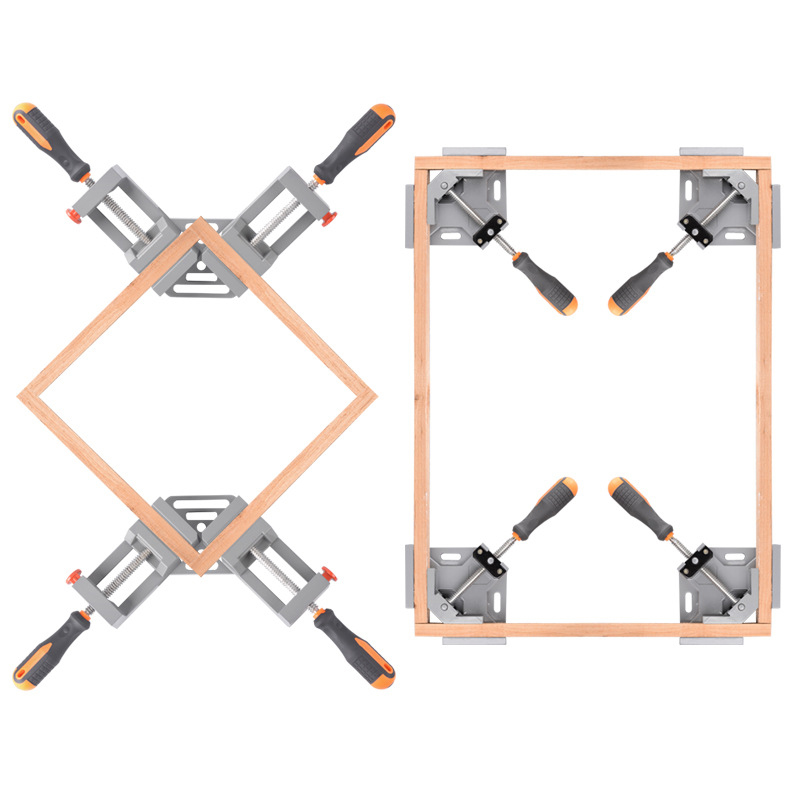 Aluminum Alloy Single-Handle/Double-Handle 90° Right Angle Corner Clamp, Quick-Grip Fixing Clamp for Wood, Glass, Aquarium Assembly, Sturdy and Durable