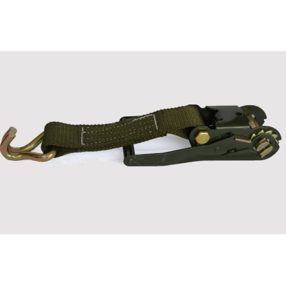 Heavy Duty Ratchet Tie Down, Military Green 5Ton Capacity, Extra Wide Polyester Webbing with Double J-Hooks