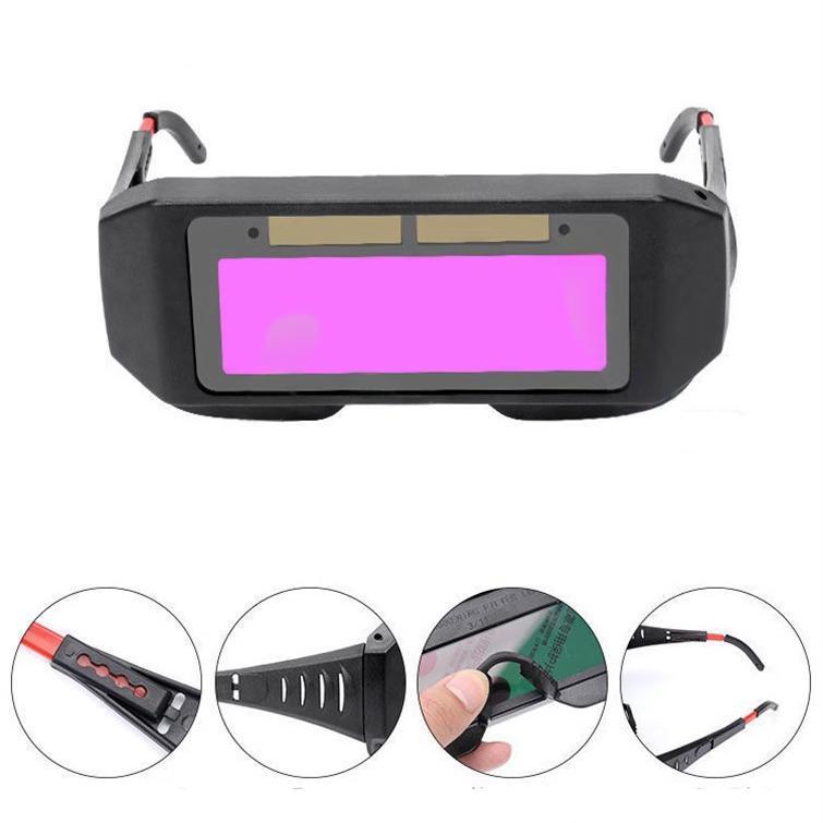 Solar Auto-Darkening Welding Helmet - Argon Arc & Gas Metal Arc Welding Mask, Anti-Arc Eye, Head/Ear Dual Mount, Includes Protective Plates