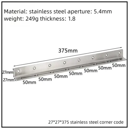 Stainless Steel Corner Bracket, 90-Degree Right Angle Connector, Reinforced L-Shaped Metal Corner Fixing Brace