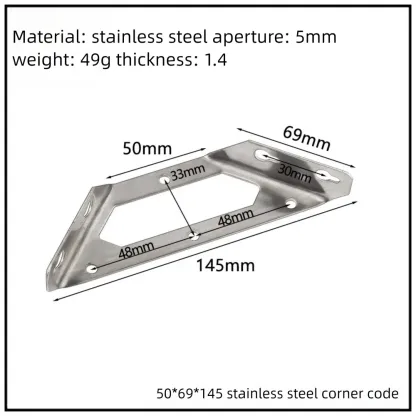 Stainless Steel Corner Bracket, 90-Degree Right Angle Connector, Reinforced L-Shaped Metal Corner Fixing Brace