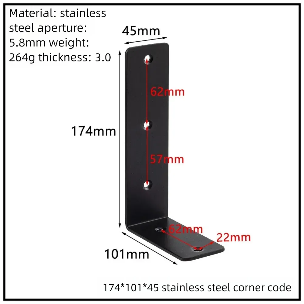 Stainless Steel Corner Bracket, 90-Degree Right Angle Connector, Reinforced L-Shaped Metal Corner Fixing Brace