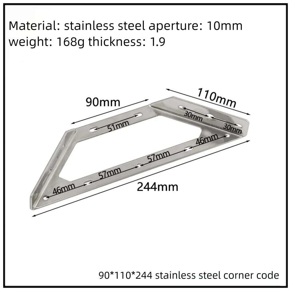 Stainless Steel Corner Bracket, 90-Degree Right Angle Connector, Reinforced L-Shaped Metal Corner Fixing Brace