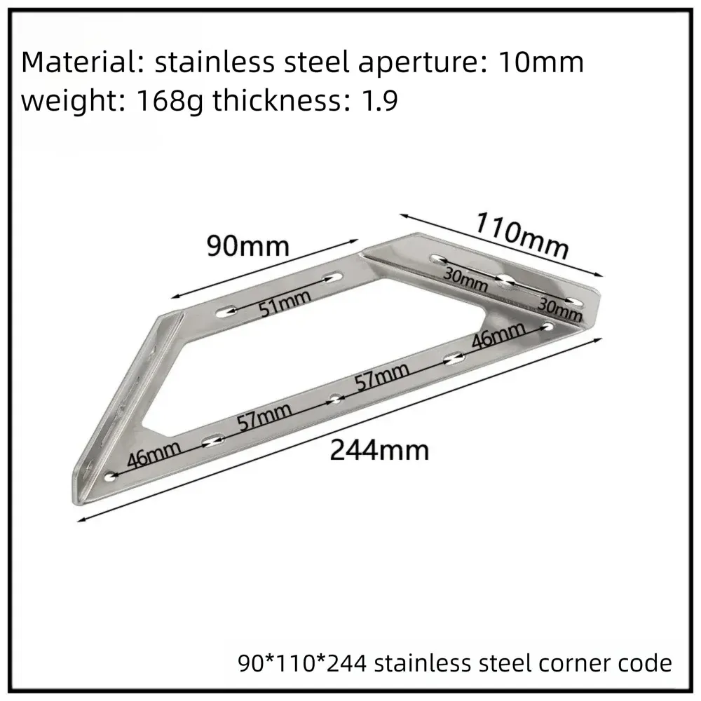 Stainless Steel Corner Bracket, 90-Degree Right Angle Connector, Reinforced L-Shaped Metal Corner Fixing Brace