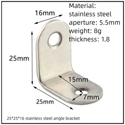 Stainless Steel Corner Bracket, 90-Degree Right Angle Connector, Reinforced L-Shaped Metal Corner Fixing Brace