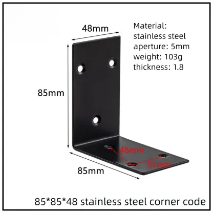 Stainless Steel Corner Bracket, 90-Degree Right Angle Connector, Reinforced L-Shaped Metal Corner Fixing Brace