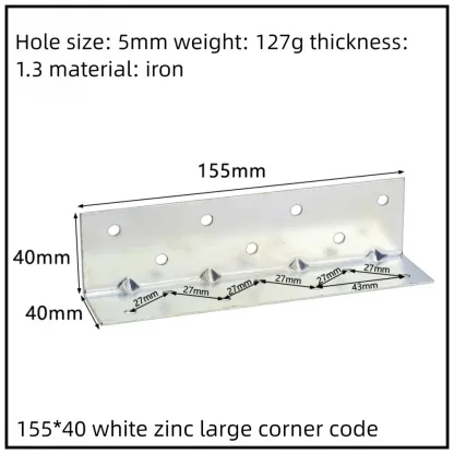 Stainless Steel Corner Bracket, 90-Degree Right Angle Connector, Reinforced L-Shaped Metal Corner Fixing Brace