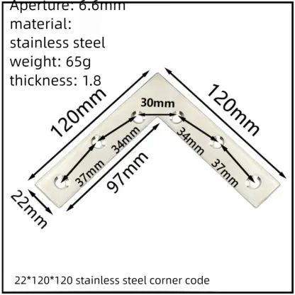 Stainless Steel Corner Bracket, 90-Degree Right Angle Connector, Reinforced L-Shaped Metal Corner Fixing Brace