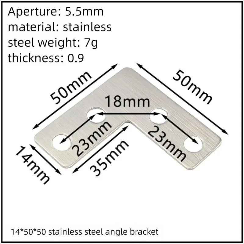 Stainless Steel Corner Bracket, 90-Degree Right Angle Connector, Reinforced L-Shaped Metal Corner Fixing Brace