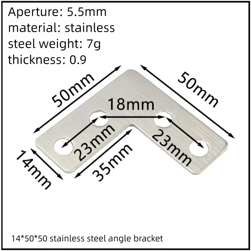 Stainless Steel Corner Bracket, 90-Degree Right Angle Connector, Reinforced L-Shaped Metal Corner Fixing Brace
