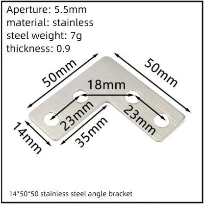 Stainless Steel Corner Bracket, 90-Degree Right Angle Connector, Reinforced L-Shaped Metal Corner Fixing Brace