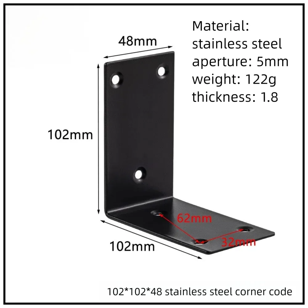 Stainless Steel Corner Bracket, 90-Degree Right Angle Connector, Reinforced L-Shaped Metal Corner Fixing Brace