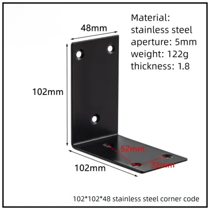 Stainless Steel Corner Bracket, 90-Degree Right Angle Connector, Reinforced L-Shaped Metal Corner Fixing Brace