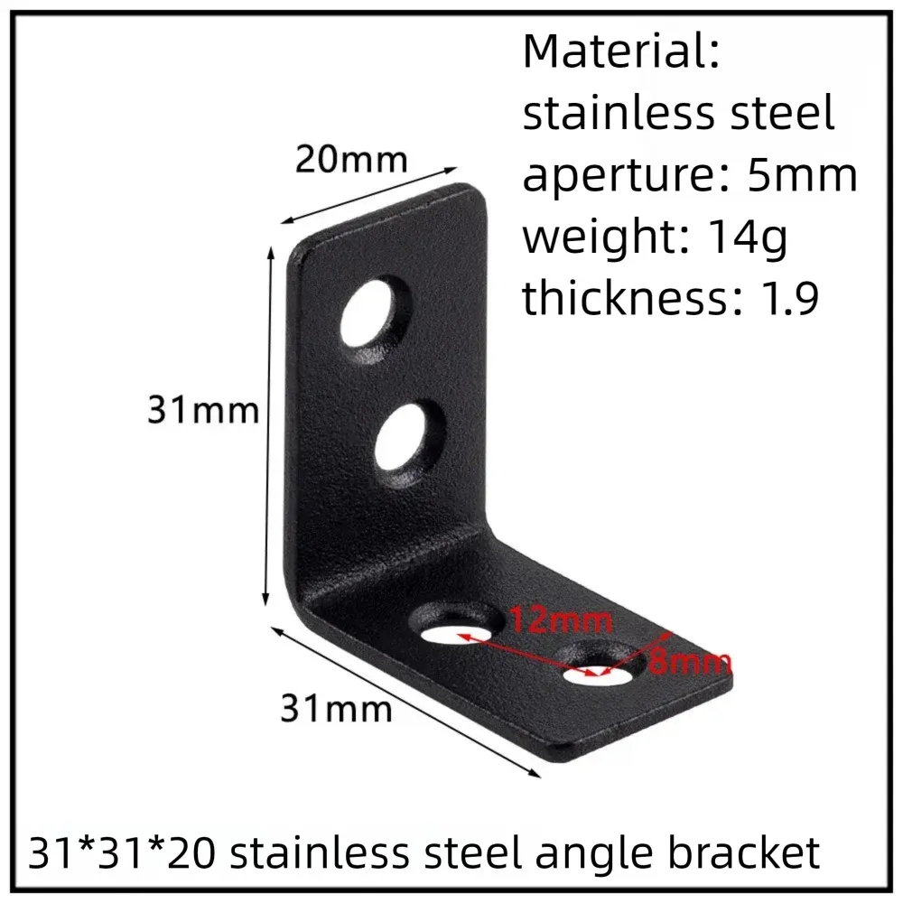 Stainless Steel Corner Bracket, 90-Degree Right Angle Connector, Reinforced L-Shaped Metal Corner Fixing Brace