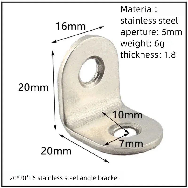 Stainless Steel Corner Bracket, 90-Degree Right Angle Connector, Reinforced L-Shaped Metal Corner Fixing Brace