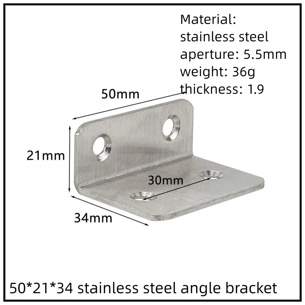 Stainless Steel Corner Bracket, 90-Degree Right Angle Connector, Reinforced L-Shaped Metal Corner Fixing Brace
