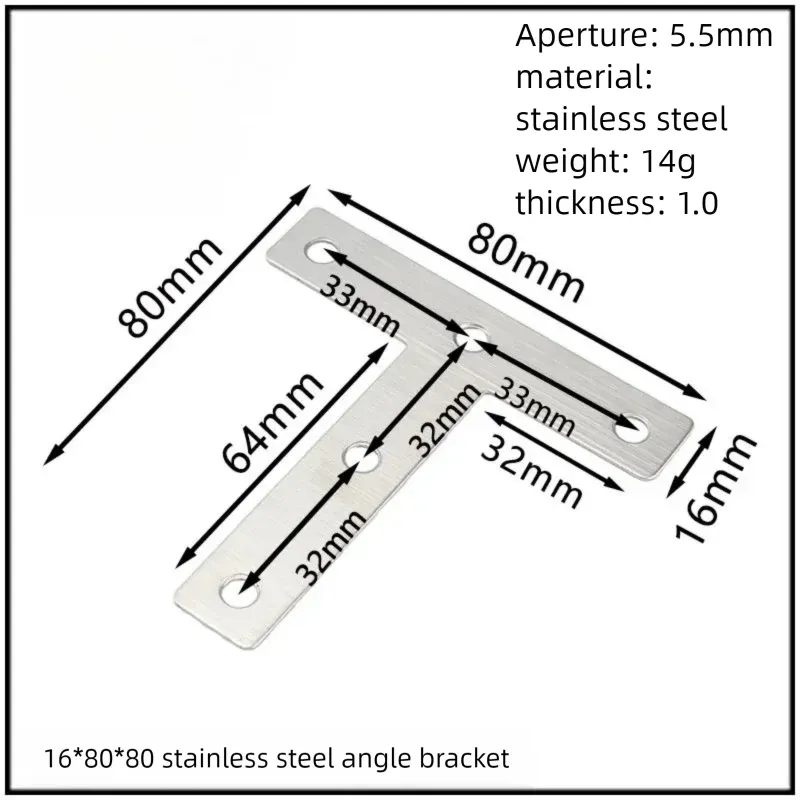 Stainless Steel Corner Bracket, 90-Degree Right Angle Connector, Reinforced L-Shaped Metal Corner Fixing Brace